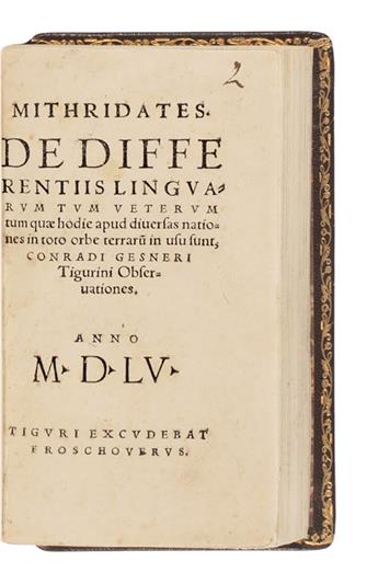 GESNER, CONRAD. Mithridates. De differentiis linguarum . . . observationes.  1555.  Without the folding table.